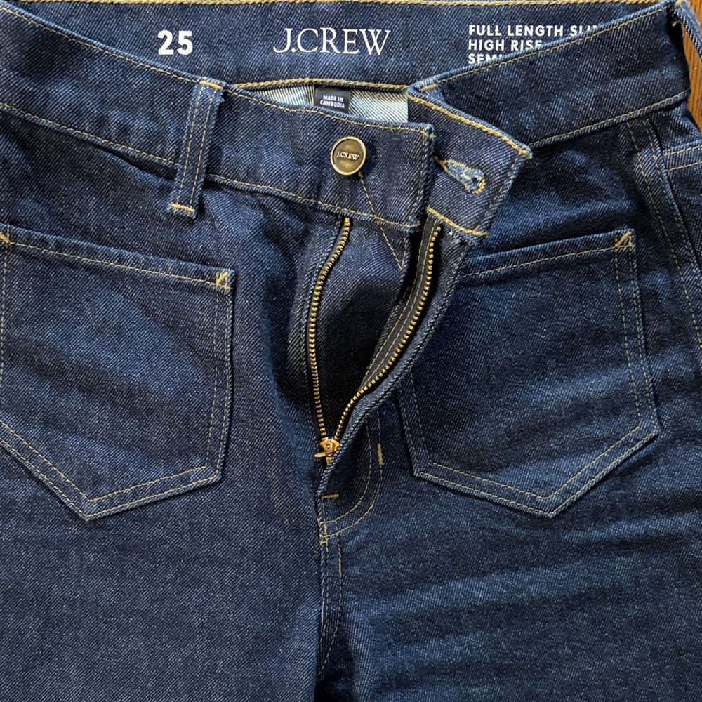 J. Crew Women’s Dark Indigo slim-wide high rise semi stretch
